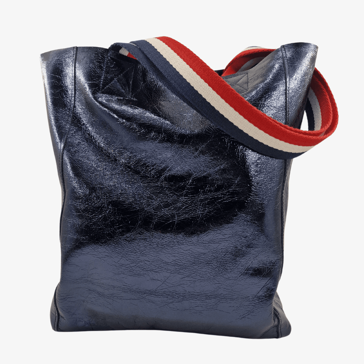 Tote Bag Leder OSLO | Metallic Blau