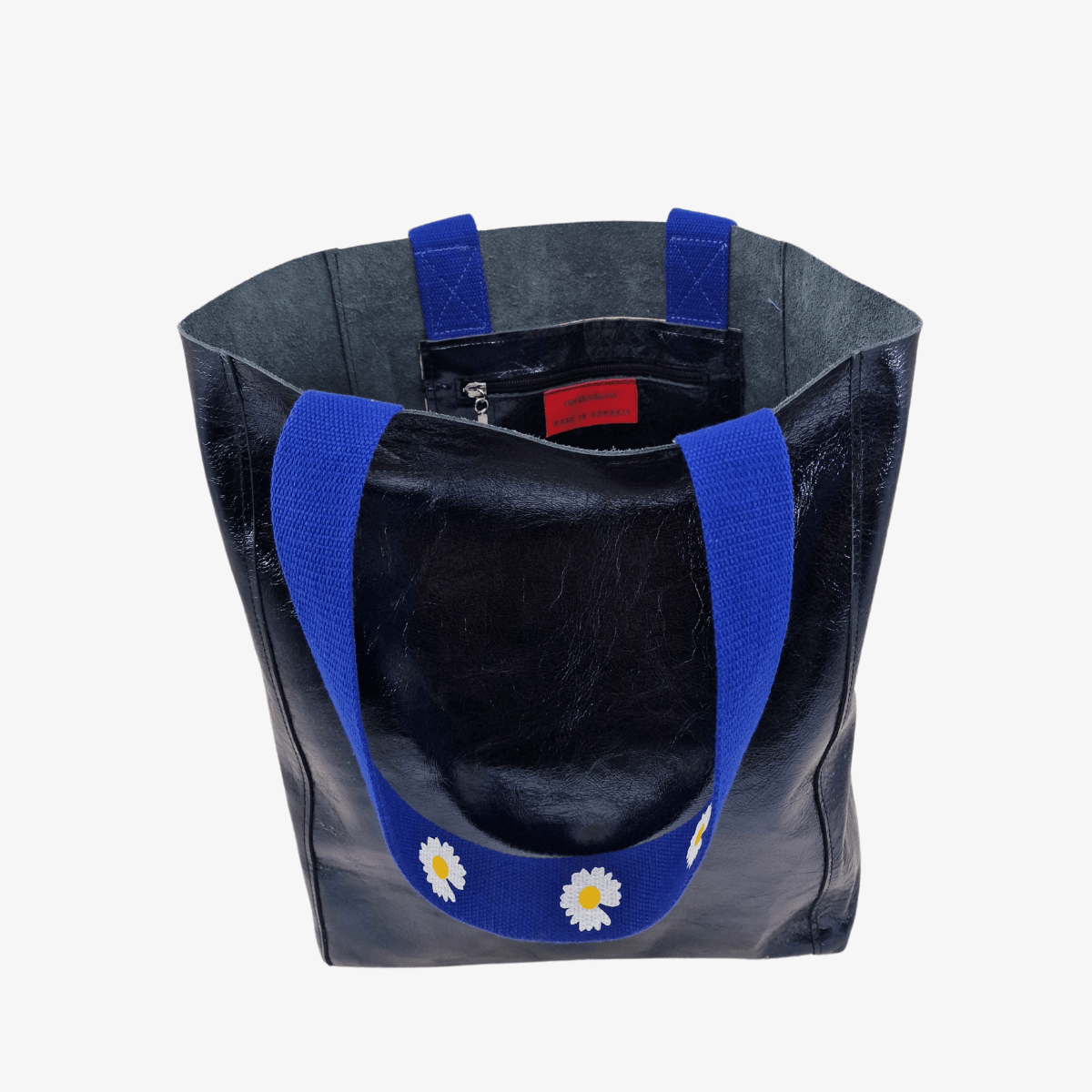 Tote Bag Leder LAGOS | Metallic Blau
