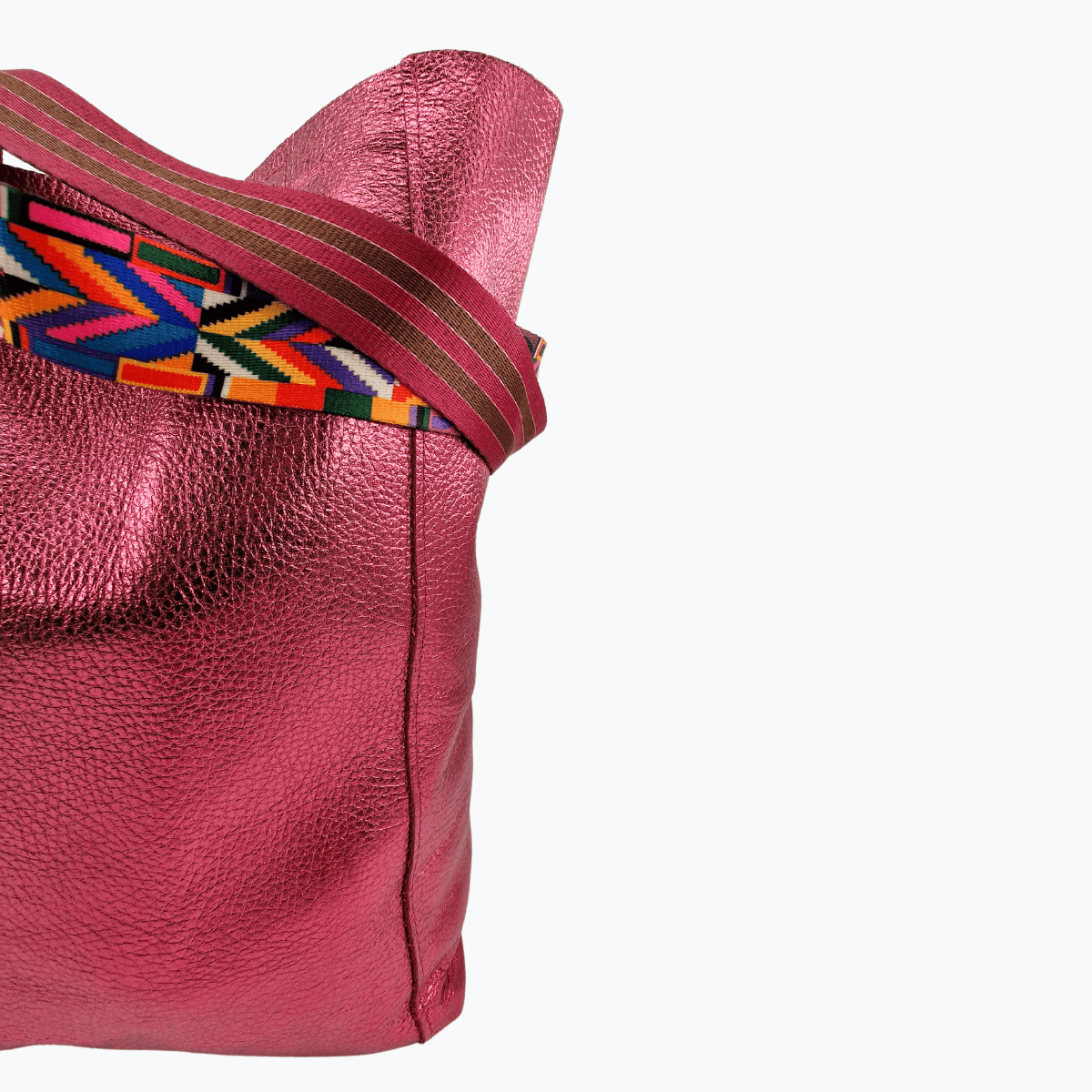 Tote Bag Leder YASS | Metallic Pink